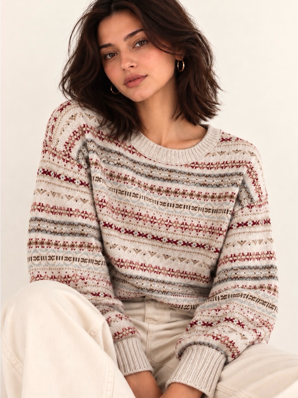 American Eagle Fair Isle Snowdrift Sweater